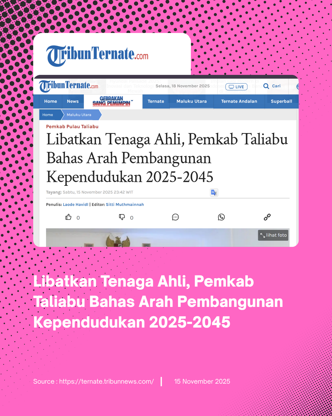 Libatkan Tenaga Ahli, Pemkab Taliabu Bahas Arah Pembangunan Kependudukan 2025-2045